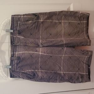 Mens Shorts Grey Plaid Stars and Skulls Pattern Size 32